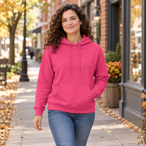 ATC ATCF2500 Sangria unisex hoodie — village walk lifestyle photo