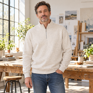 ATC ATCF2700 Oatmeal Heather unisex fleece — creative studio lifestyle photo