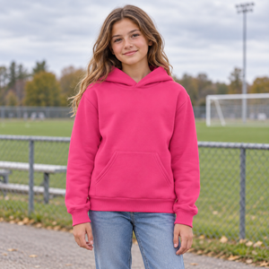 ATC ATCY2500 Sangria youth fleece — field outing lifestyle photo