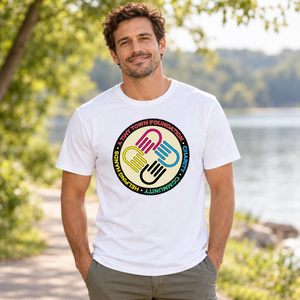 A Tiny Town Foundation Parkour T-Shirt — White — lifestyle mockup