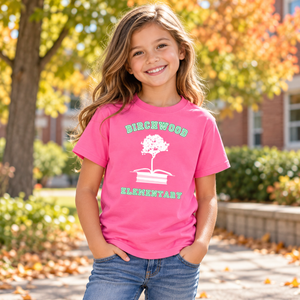 Pink Birchwood Elementary - Unisex T-shirt lifestyle mockup