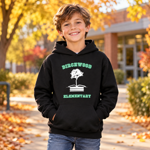 Birchwood Elementary - Youth Unisex Pullover Hoodie lifestyle mockup