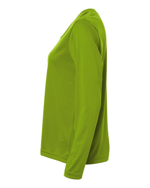 CORE365 CE10LW Women's Capital Performance Long Sleeve T-Shirt, side view - Acid Green