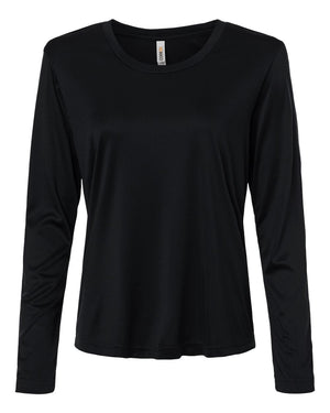 CORE365 CE10LW Women's Capital Performance Long Sleeve T-Shirt, front view - Black