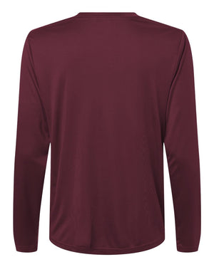 CORE365 CE10LW Women's Capital Performance Long Sleeve T-Shirt, back view - Burgundy