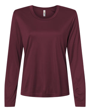 CORE365 CE10LW Women's Capital Performance Long Sleeve T-Shirt, front view - Burgundy