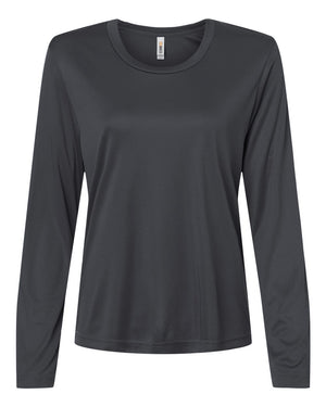 CORE365 CE10LW Women's Capital Performance Long Sleeve T-Shirt, front view - Carbon