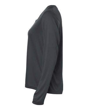 CORE365 CE10LW Women's Capital Performance Long Sleeve T-Shirt, side view - Carbon