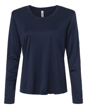 CORE365 CE10LW Women's Capital Performance Long Sleeve T-Shirt, front view - Classic Navy