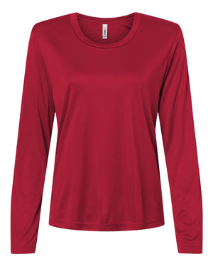 CORE365 CE10LW Women's Capital Performance Long Sleeve T-Shirt, front view - Classic Red