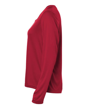 CORE365 CE10LW Women's Capital Performance Long Sleeve T-Shirt, side view - Classic Red