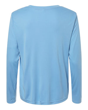 CORE365 CE10LW Women's Capital Performance Long Sleeve T-Shirt, back view - Columbia Blue