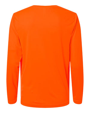 CORE365 CE10LW Women's Capital Performance Long Sleeve T-Shirt, back view - Safety Orange