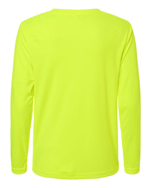 CORE365 CE10LW Women's Capital Performance Long Sleeve T-Shirt, back view - Safety Yellow