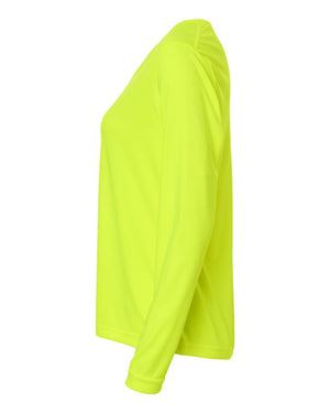 CORE365 CE10LW Women's Capital Performance Long Sleeve T-Shirt, side view - Safety Yellow