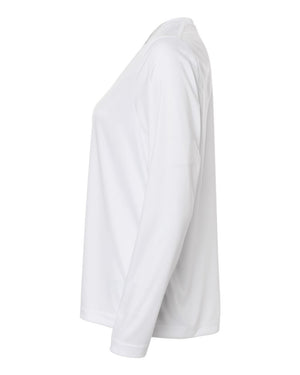 CORE365 CE10LW Women's Capital Performance Long Sleeve T-Shirt, side view - White