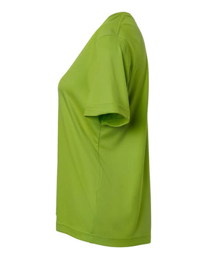 CORE365 CE10W Women's Capital Performance T-Shirt, side view - Acid Green