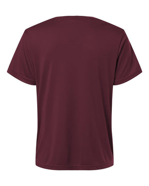 CORE365 CE10W Women's Capital Performance T-Shirt, back view - Burgundy
