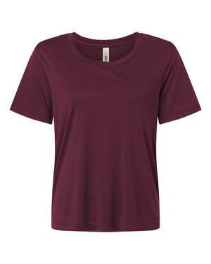 CORE365 CE10W Women's Capital Performance T-Shirt, front view - Burgundy