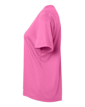 CORE365 CE10W Women's Capital Performance T-Shirt, side view - Charity Pink