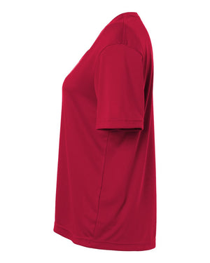 CORE365 CE10W Women's Capital Performance T-Shirt, side view - Classic Red