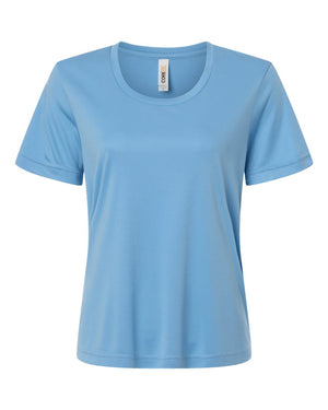 CORE365 CE10W Women's Capital Performance T-Shirt, front view - Columbia Blue