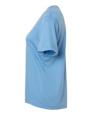 CORE365 CE10W Women's Capital Performance T-Shirt, side view - Columbia Blue