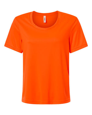 CORE365 CE10W Women's Capital Performance T-Shirt, front view - Safety Orange