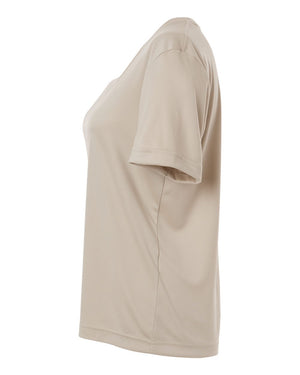 CORE365 CE10W Women's Capital Performance T-Shirt, side view - Stone