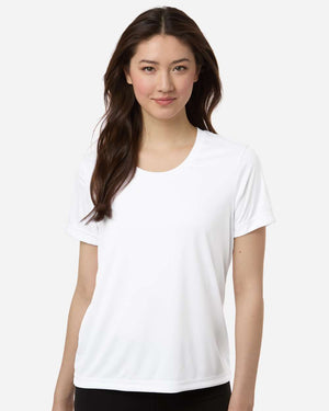 CORE365 CE10W Women's Capital Performance T-Shirt, model front view - White