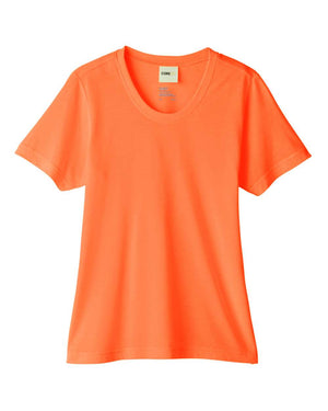 CORE365 CE111W Women's Fusion ChromaSoft™ Performance T-Shirt, front view - Campus Orange