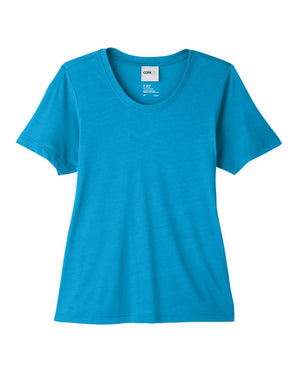CORE365 CE111W Women's Fusion ChromaSoft™ Performance T-Shirt, front view - Electric Blue