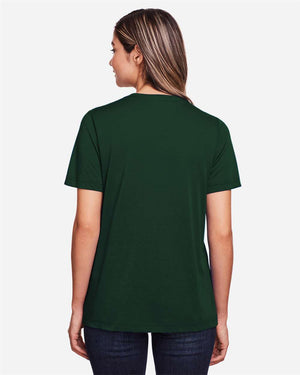 CORE365 CE111W Women's Fusion ChromaSoft™ Performance T-Shirt, model back view - Forest