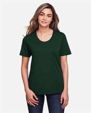CORE365 CE111W Women's Fusion ChromaSoft™ Performance T-Shirt, model front view - Forest