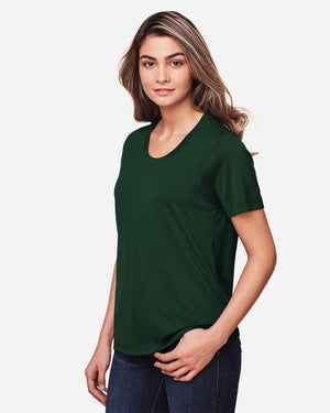 CORE365 CE111W Women's Fusion ChromaSoft™ Performance T-Shirt, model side view - Forest