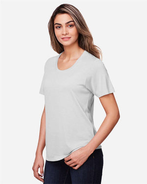 CORE365 CE111W Women's Fusion ChromaSoft™ Performance T-Shirt, model side view - Platinum