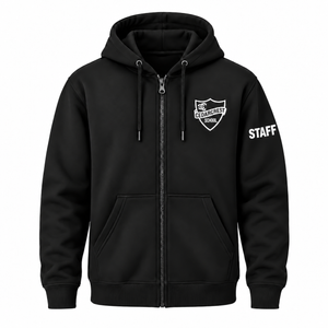 Cedarcrest Elementary L00555 black garment white-background STAFF sleeve mockup