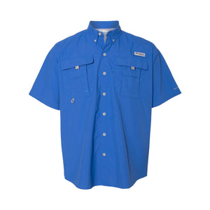 Columbia 212464 Men's PFG Bahama™ II Short Sleeve Shirt in Vivid Blue — genuine manufacturer product photograph, square format