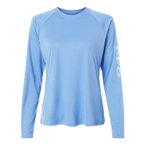 Columbia 212485 Women's PFG Tidal Tee™ II Long Sleeve in White Cap/ White — genuine manufacturer product photograph, square format