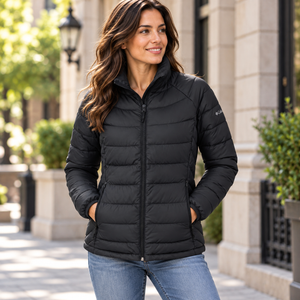 Columbia 212490 Women's Powder Lite™ II Full Zip Jacket in Black — square lifestyle photo matched to the actual garment