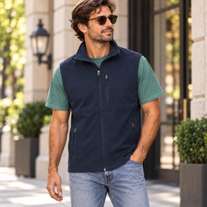 Columbia 216510 Men's Ascender™ II Soft Shell Vest in Collegiate Navy — square lifestyle photo matched to the actual garment