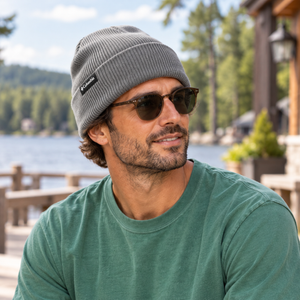 Columbia 216512 City Trek™ Heavyweight Beanie in City Grey Heather — square lifestyle photo matched to the actual garment