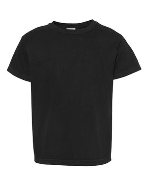 Comfort Colors 9018 Black Youth Garment-Dyed Heavyweight T-Shirt, product front view