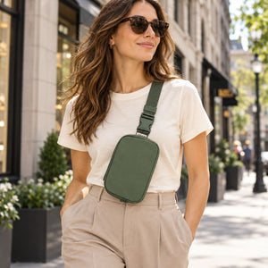 Comfort Colors CCSB0 Explorer Sling Bag worn crossbody in the city