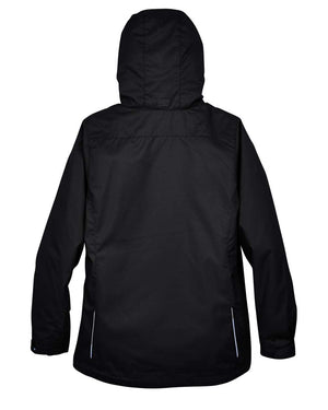 CORE365 78205 women's 3-in-1 jacket with fleece liner, back view - Black