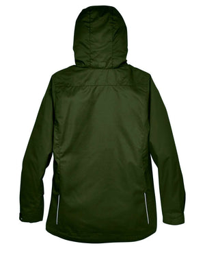 CORE365 78205 women's 3-in-1 jacket with fleece liner, back view - Forest
