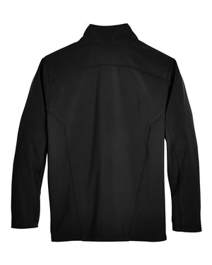 CORE365 88184 men's Cruise fleece bonded soft shell jacket, back view - Black