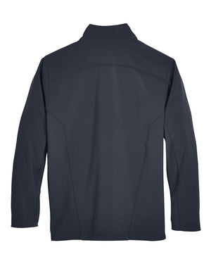 CORE365 88184 men's Cruise fleece bonded soft shell jacket, back view - Carbon