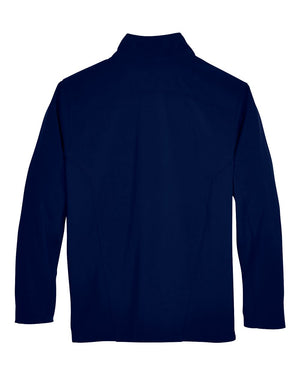 CORE365 88184 men's Cruise fleece bonded soft shell jacket, back view - Classic Navy