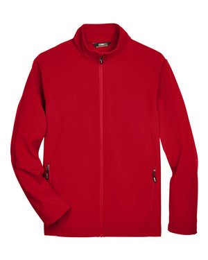 CORE365 88184 men's Cruise fleece bonded soft shell jacket, front view - Classic Red